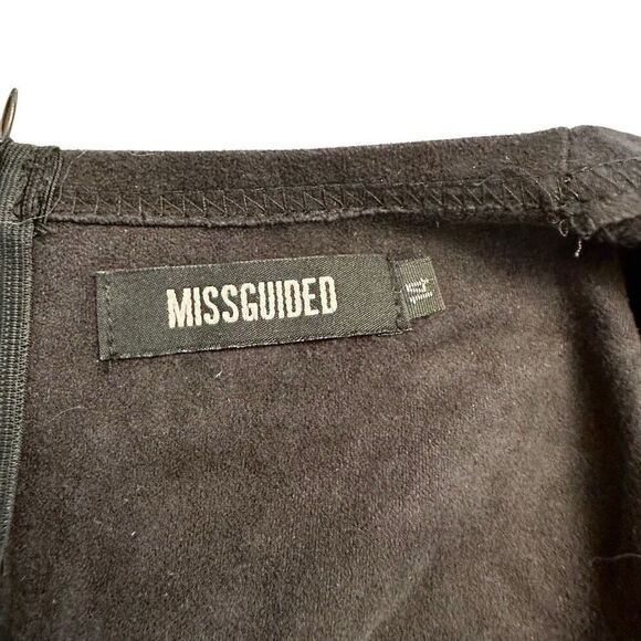 Missguided Microsuede V-Neck Fringe Long Sleeve Mini Sheath Dress Black Size 14 - Picture 4 of 5